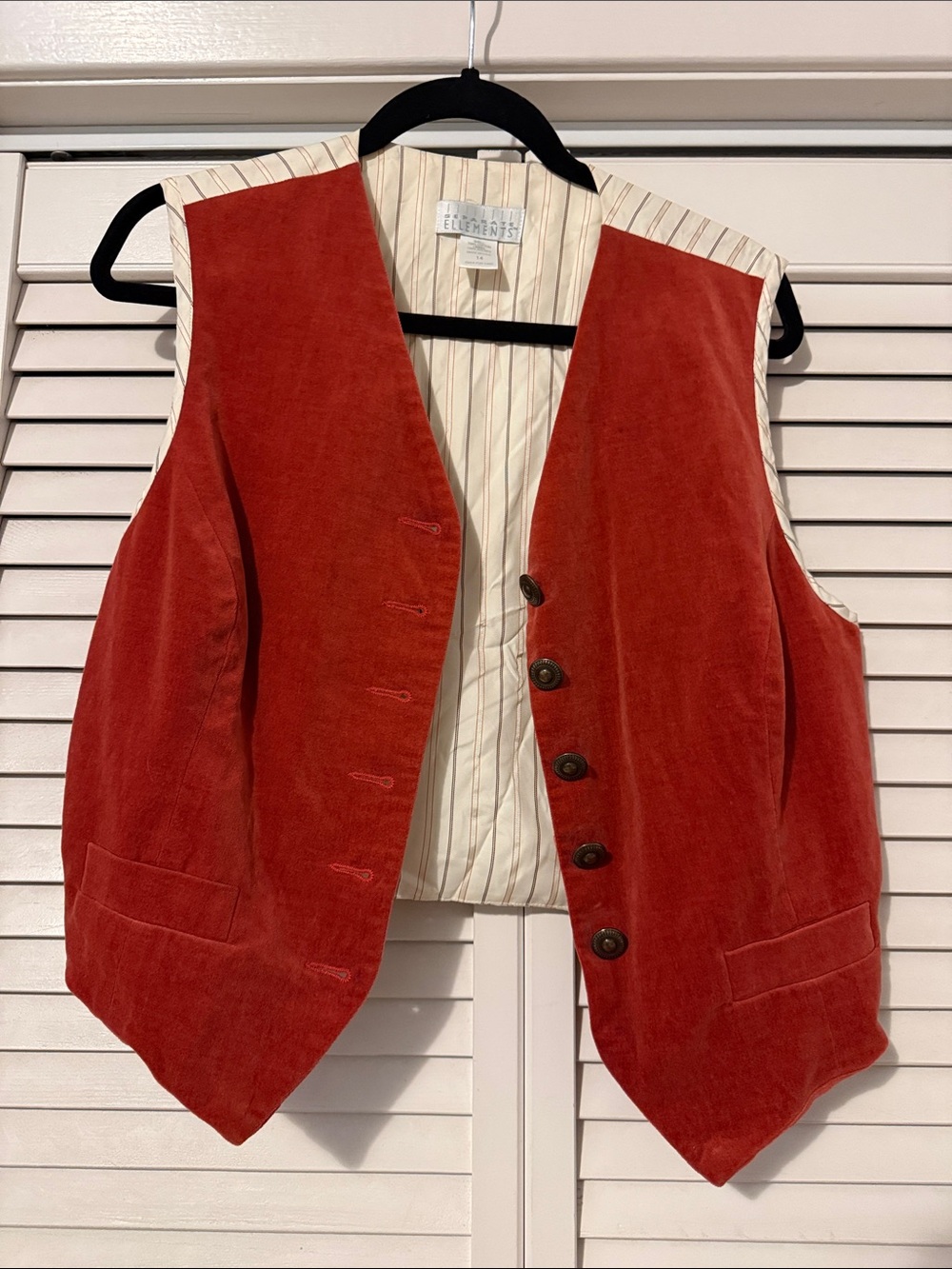 Vintage Separate Element Rust Red Velvet Women's Vest